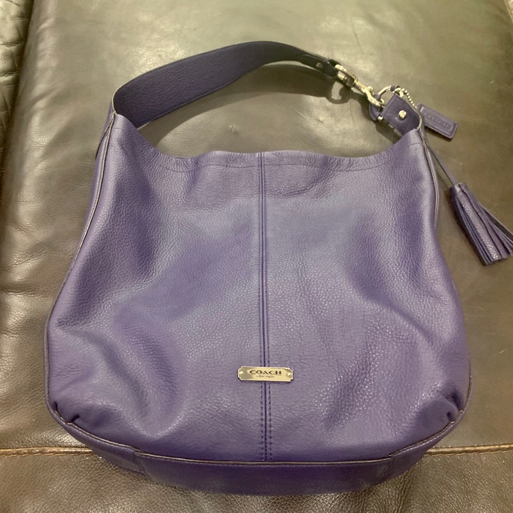 Beautiful Deep purple leather Coach Hobo style bag